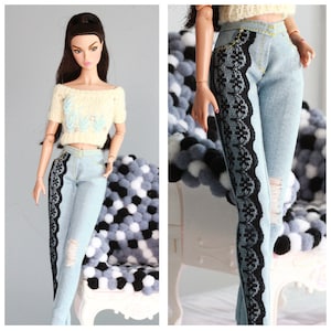 Fashion doll outfite handmade jeans for Poppy Parker Fashion royalty doll
