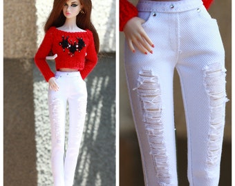 Fashion doll outfite handmade jeans for Poppy Parker Fashion royalty doll