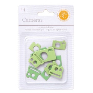 Studio Calico Chipboard Essential Shapes - Cameras Green