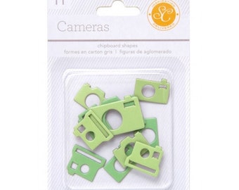 Studio Calico Chipboard Essential Shapes - Cameras Green