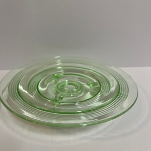 Vintage Green Uranium Vaseline Glass 3  Footed Bowl  Art Deco