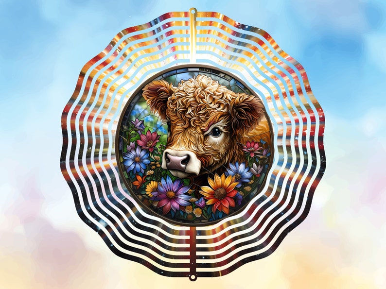 Diseño digital de Spinner de viento de vaca cósmica, fondo espacial PNG redondo, transferencia de tinta de sublimación para adornos de posavasos Winspinners imagen 4