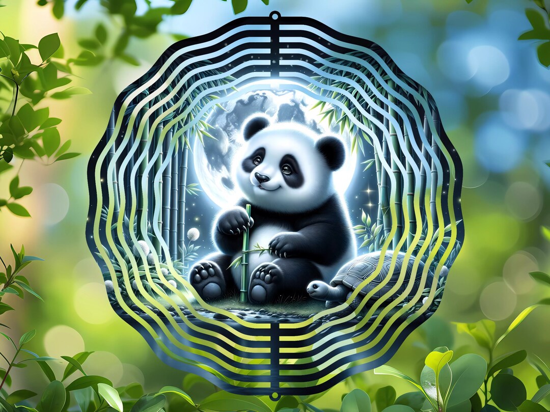 Panda and Turtle Sublimation Design, Bamboo Forest Round PNG, Wind ...