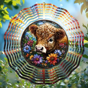 Diseño digital de Spinner de viento de vaca cósmica, fondo espacial PNG redondo, transferencia de tinta de sublimación para adornos de posavasos Winspinners imagen 5