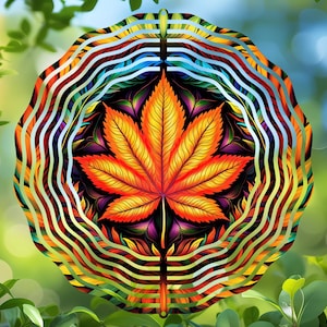 Leaf Mandala Wind Spinner Sublimation Design, PNG Digital Download, Printable Windspinner Art, Vibrant Mandala Decor,