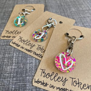 Personalized Initial Acrylic Trolley Token Keychain