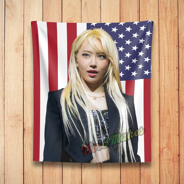 Coachella Sakura Miyawaki American Flag Tapestry, Le Sserafim Sakura Indoor Wall Tapestry, Sakura Miyawaki Kpop Flag, Kpop American Flag,