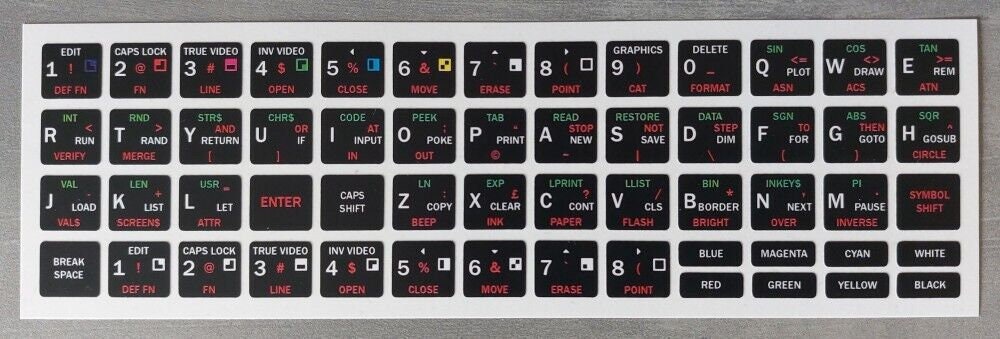 すずページ ZX Spectrum Keyboard Stickers (white or Black) - Etsy