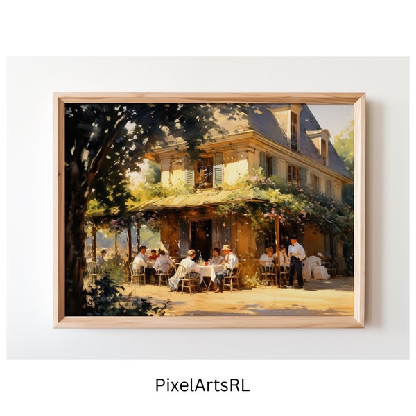 French Cafe Watercolor Print, Quaint & Colorful Wall Decor, Charming Housewarming Gift, Impressionist Art