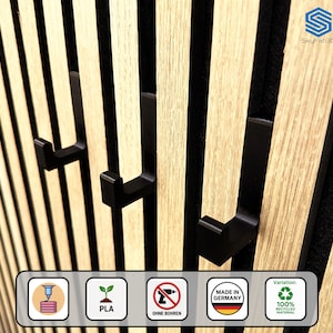 Haken für Akustik Paneele, eckig, verschiedene Set-Größen, elegantes & simples Design, ohne Bohren, kinderleichte Montage, 3D-Druck