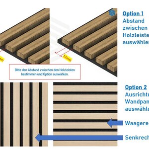 Das Bild zeigt eine Grafik, welche die beiden Optionen (Variationen) verdeutlicht. Oberhalb ist die Option 1 bei der man die Nutbreite angeben muss. Möglich sind 13 oder 15mm. Unterhalt ist die Option 2 bei der man die Ausrichtung der Paneele angeben muss. Es gibt zwei Möglichkeiten senkrecht oder waagerecht. Je nachdem wie die Paneele montiert sind.