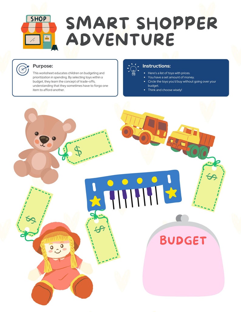 Money Management Worksheets for Kids Downloadable and Printable Etsy