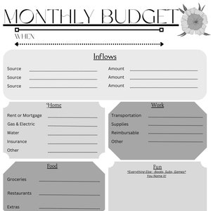 Simple Monthly Budget - Etsy