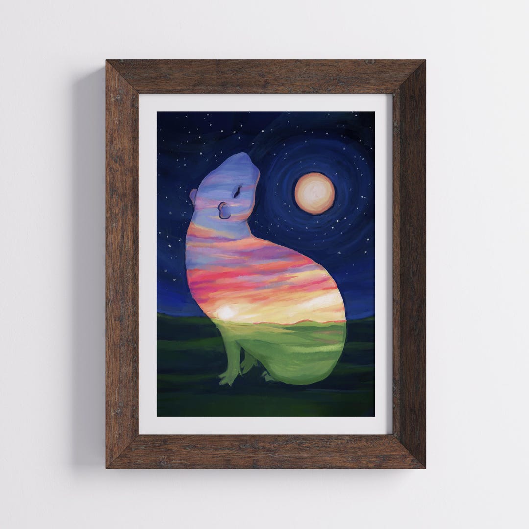 Sunrise Capybara 5x7 Art Print- Nature Illustration in Sunset Colors ...