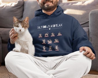 Unisex Hoodie, Funny Cat Hoodie, Cat Lover Hoodie, Yoga Cats, Cat Mom, Cat Dad
