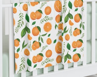 Orange Orchard Baby Blanket | Unique Baby Swaddle Blanket, Hospital Blanket, Cozy Snuggles baby blanket