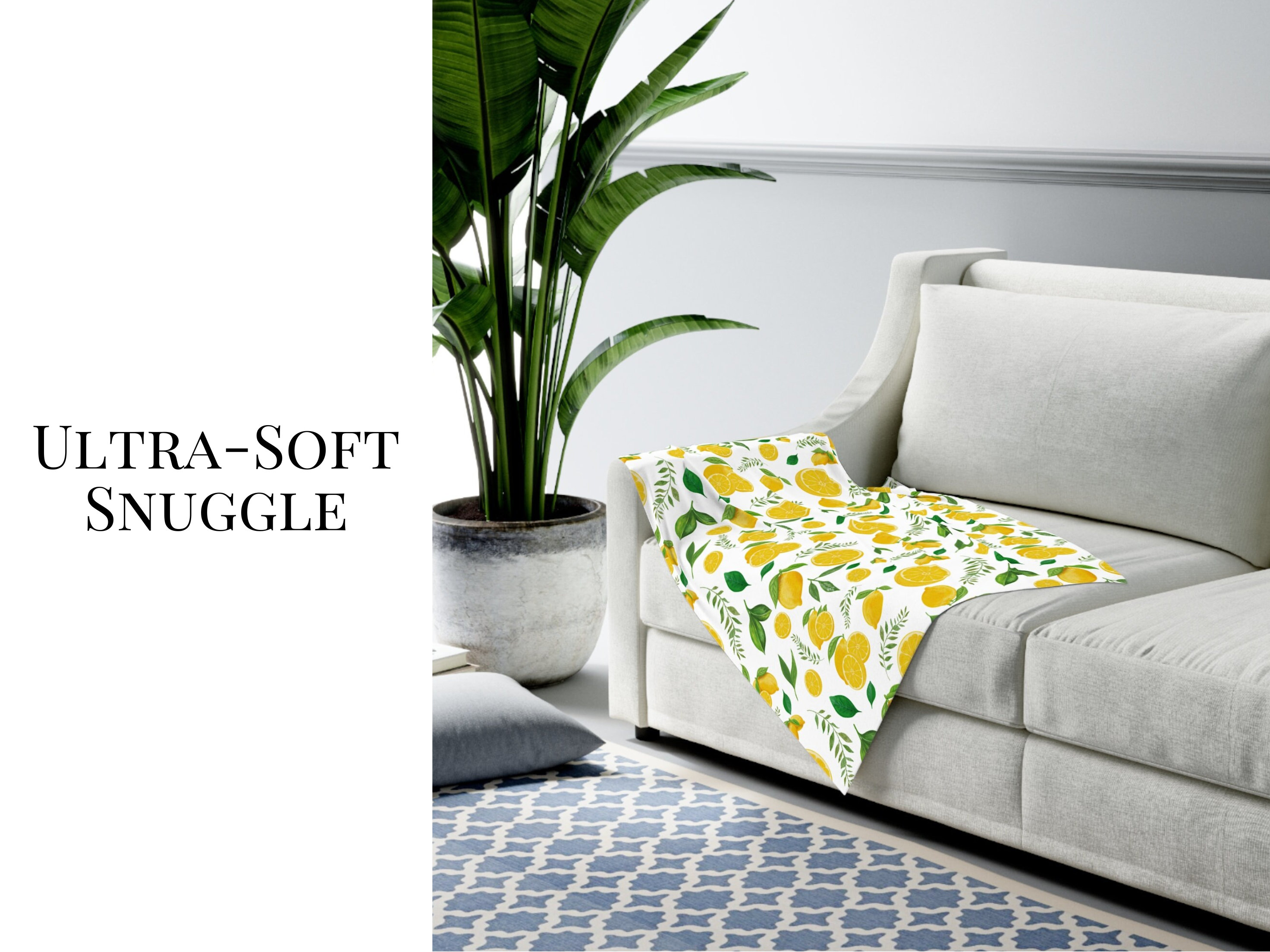 Lemon Slice Pattern Print Hooded Blanket