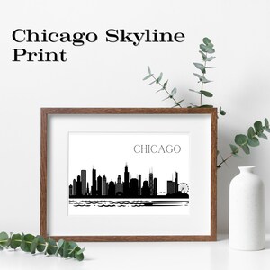 Chicago Skyline Wandkunst | Chicago Geschenke, Chicago Leinwand Wandkunst