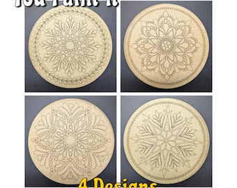 DIY Mandala Painting Kit: Laser Engraved MDF Craft Supply