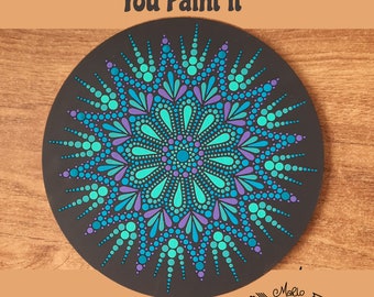 Paint Your Own No. 12 Dot Mandala Pattern | DIY | 7.75" Diameter Board  | Paint Craft Supply | Laser Engraved