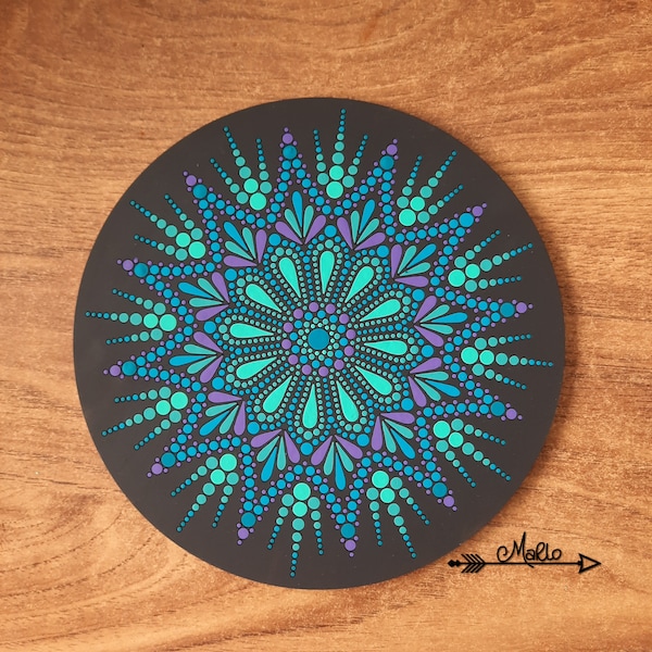 Paint Your Own No. 12 Dot Mandala Pattern | DIY | 7.75" Diameter Board  | Paint Craft Supply | Laser Engraved