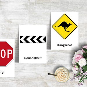 Australian Traffic Signs Flashcards A6, Montessori Road Safety (Printable PDF)