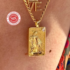 Tarotkaartketting: vermeil goud/925 sterlingzilver touwketting (18 inch) optioneel verlengstuk. 18k goudgevulde vintage hanger in muntstijl