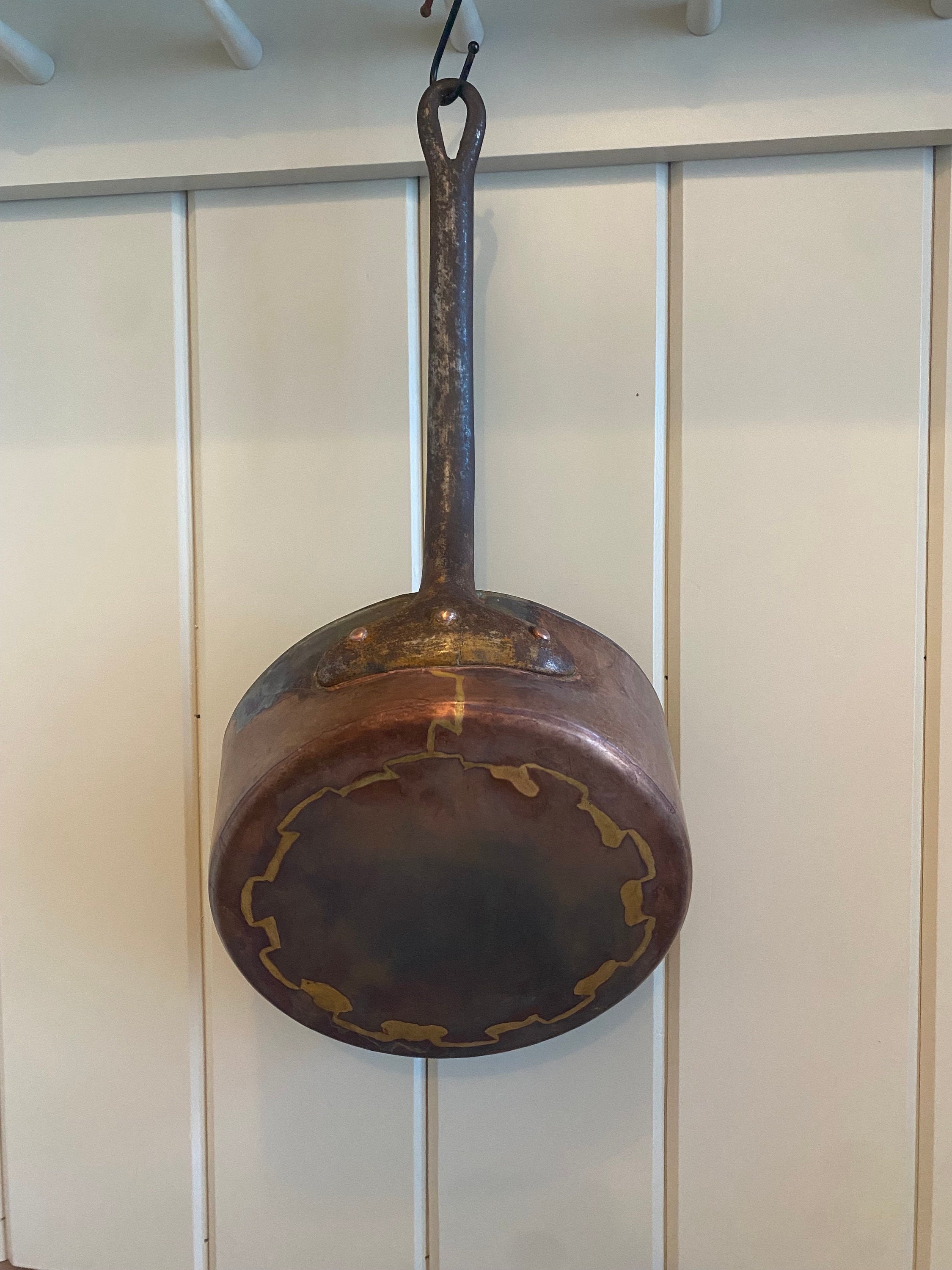 Antique Handmade Copper Pot Tin Lined Amazing European Style Kitchen Decor