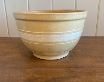 Antique Yellow Ware Watt Ware Eve-n Bake Ovenware Large Bowl