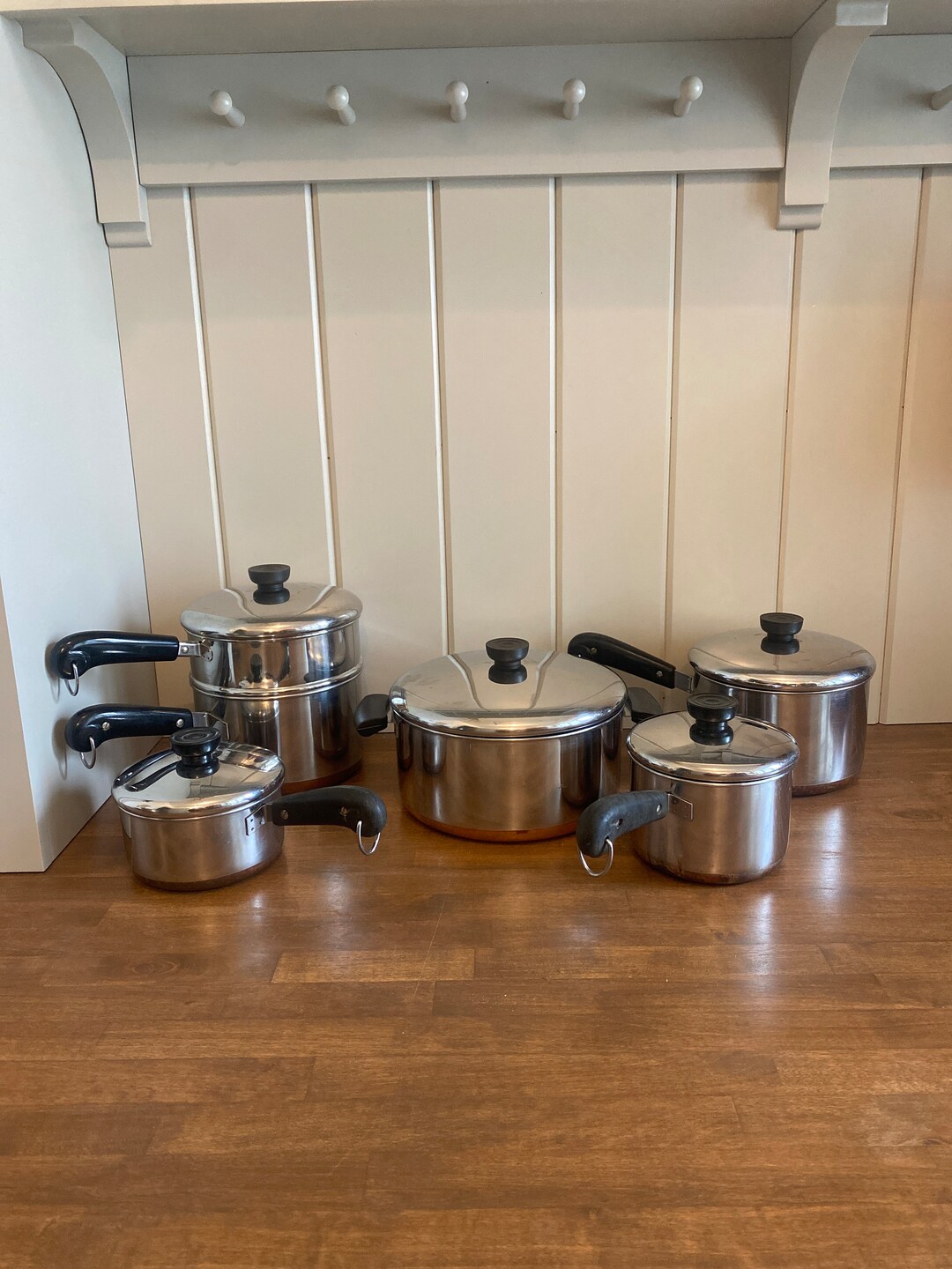 Vintage Revere Ware Copper Bottom Pots & Pans, Revere Ware Copper Clad