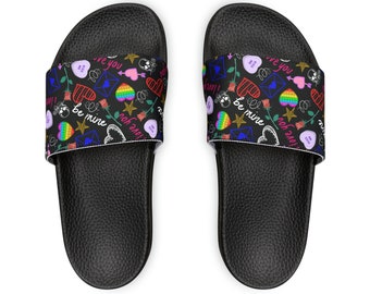 Be Mine Black Women's PU Slide Sandals