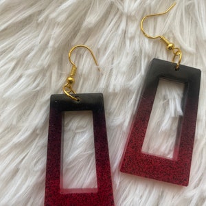 Boucle d'oreille RECTANGLE Rouge