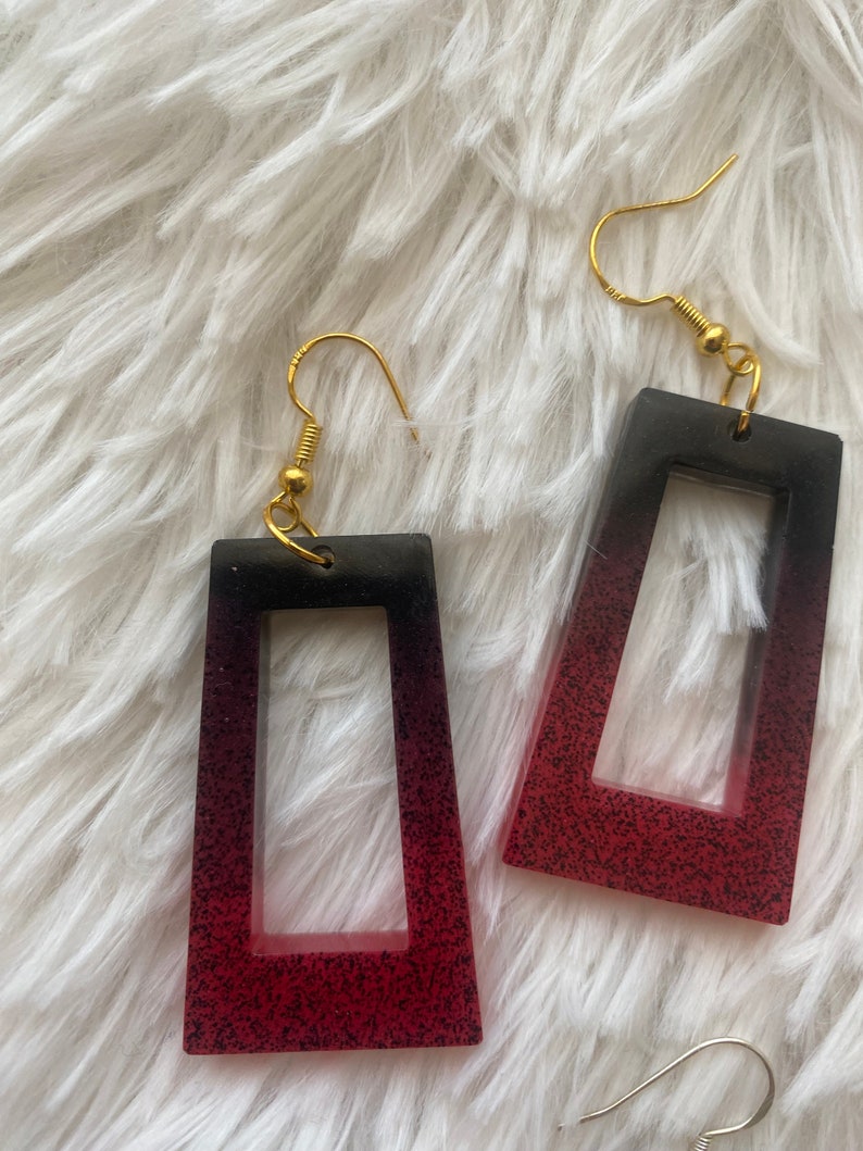 Boucle d'oreille RECTANGLE Rouge