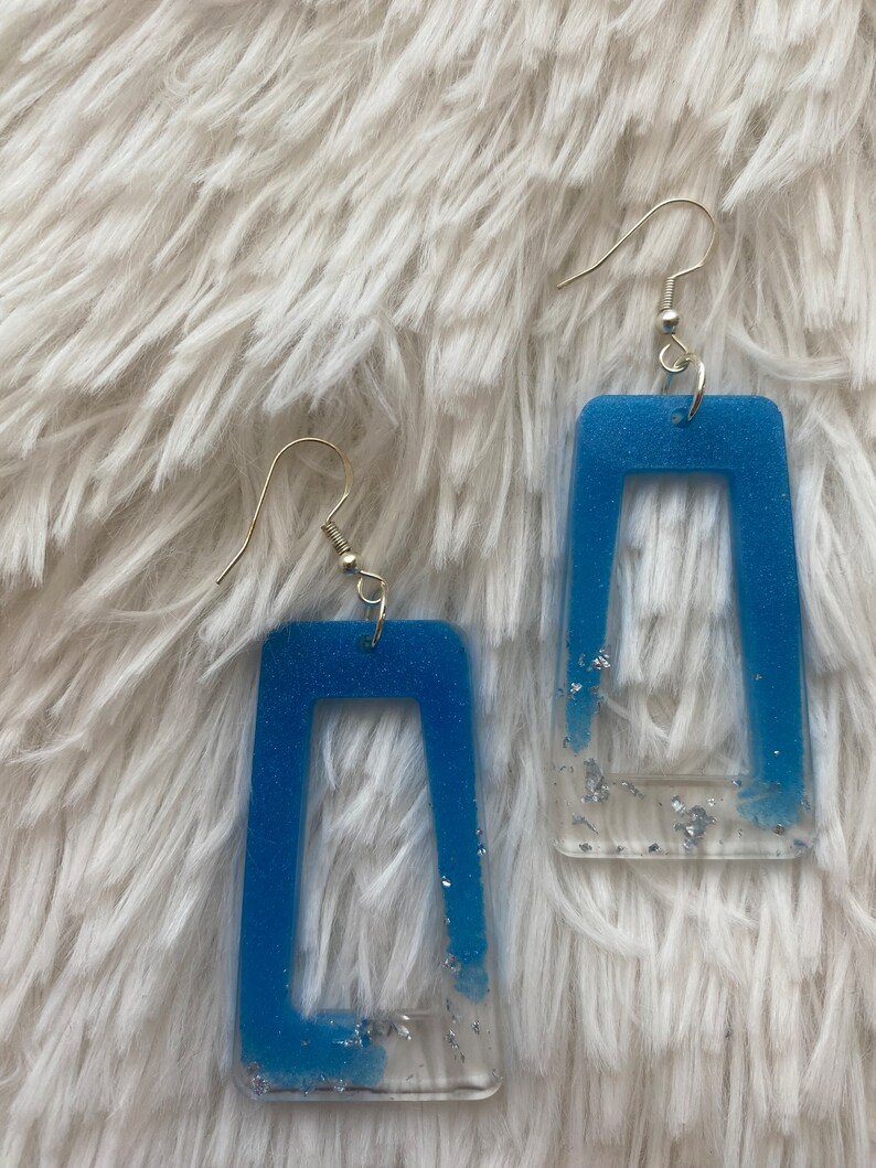 Boucle d'oreille RECTANGLE Bleu