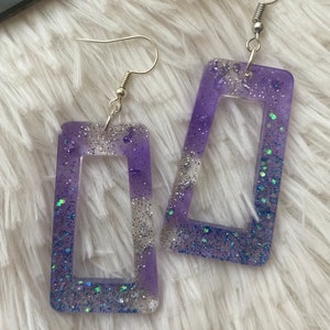 Boucle d'oreille RECTANGLE Violet