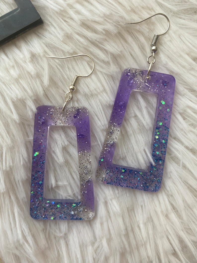 Boucle d'oreille RECTANGLE Violet