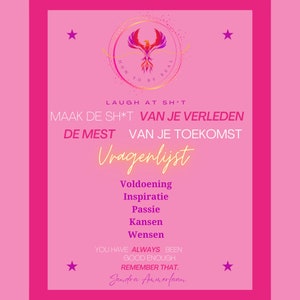 May include: Pink motivational poster with a phoenix graphic and the text "HOW TO BE REAL". The poster also includes the text "LAUGH AT SH*T MAAK DE SH*T VAN JE VERLEDEN DE MEST VAN JE TOEKOMST Vragenlijst Voldoening Inspiratie Passie Kansen Wensen YOU HAVE ALWAYS BEEN GOOD ENOUGH. REMEMBER THAT. Sandra Ammerfaan"