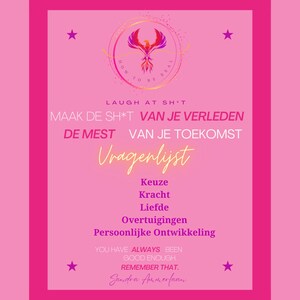May include: Pink motivational poster with a phoenix graphic and the text "HOW TO BE REAL". The poster also includes the text "LAUGH AT SH*T MAAK DE SH*T VAN JE VERLEDEN DE MEST VAN JE TOEKOMST Vragenlijst Keuze Kracht Liefde Overtuigingen Persoonlijke Ontwikkeling YOU HAVE ALWAYS BEEN GOOD ENOUGH. REMEMBER THAT. Sandra Ammerfaan"