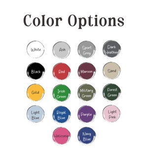 May include: Image displaying a variety of color options. The text "Color Options" is at the top. The colors are displayed in circles with names like "White", "Black", "Red", "Gold", "Light Blue", "Purple", and "Navy Blue".
