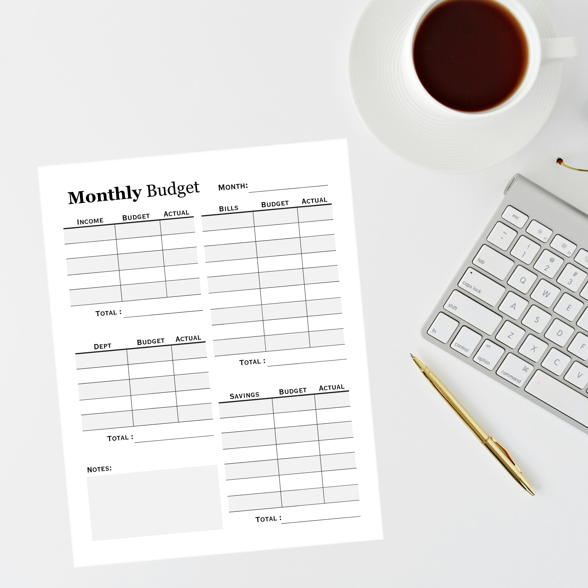 Monthly Budget Template Printable, Finance Tracker (digital Download ...
