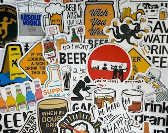 Grappige stickerbundel met alcoholthema: stickers feestbedankjes