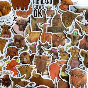 Highland Cow Sticker Pack Highland Cow Gift Waterproof Vinyl Stickers Laptop Decals