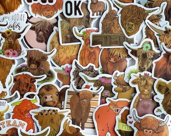 Highland Cow Sticker Pack: Waterproof Vinyl Decals