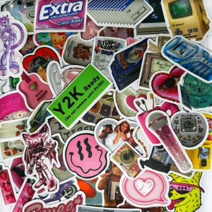 Y2K Vinyl Stickers Bundle Y2K Phone Case Stickers Y2K Laptop Stickers Vintage Y2K Aesthetic 90s Baby Throwback Stickers