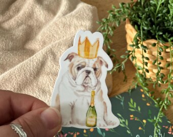 Grumpy Party Dog Vinyl Sticker: Waterproof Laptop Decal