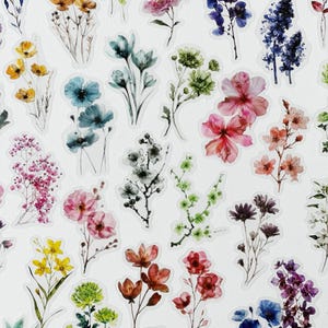 Hübsche Frühlingsblume klare Vinyl Aufkleber für Scrapbooking Wildblumen Aufkleber für Telefon Laptop Abziehbilder Wildblumen Wasserflasche Aufkleber