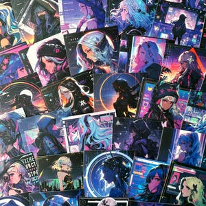 Anime Girl Fantasy Vinyl Stickers Cyberpunk Stickers Set Anime vinyl Stickers Anime Phone Stickers Fantasty Girl Laptop Decals Cyberpunk