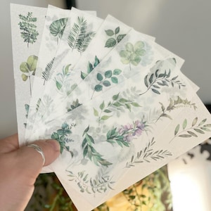 Washi Stickers Sheet Plant Stickers Botanical Stickers Leaves Crafting Stickers Journal Stickers Planner Stickers Washi Tape Stickers