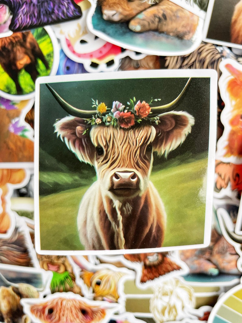 Cow Stickers Pack Highland Cow Gifts Waterproof Vinyl Stickers Laptop stickers Phone stickers image 4