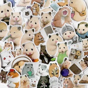 Cute Hamster Sticker Pack | Animal Stickers | Kawaii Vinyl Decals | Laptop & Water Bottle Stickers | Gift Idea image 1